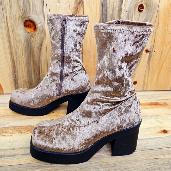 Steve Madden Klayton Metallic Crushed Velvet Platform Heeled Boots ~ NEW! - Picture 1 of 6